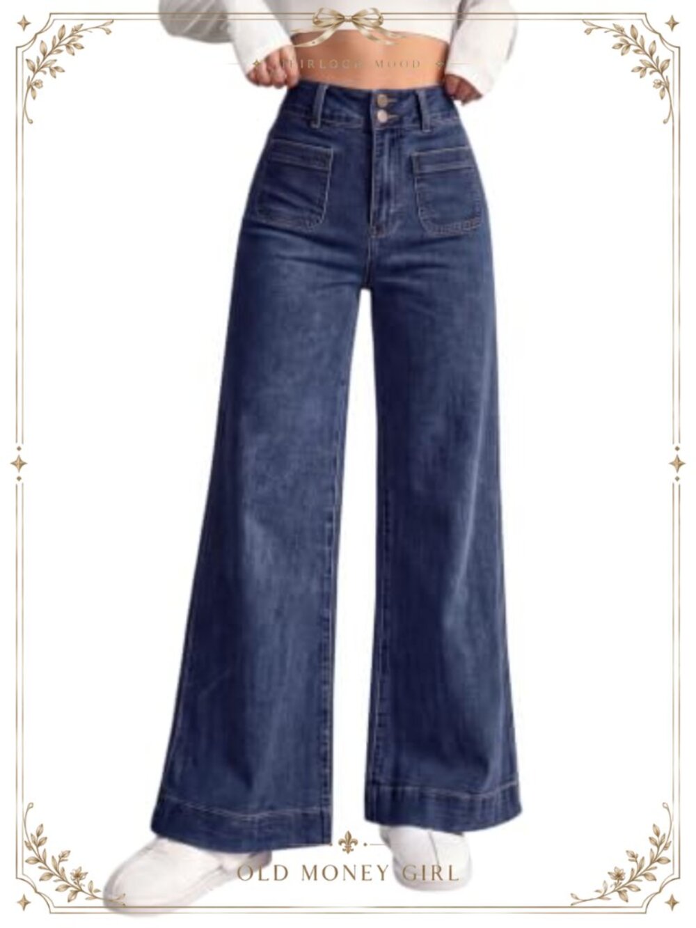 Wide Leg High Waisted Stretchy Jeans Raw Hem Palazzo Pants